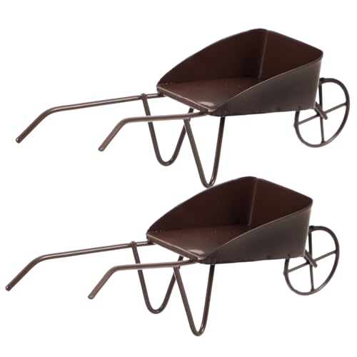 FOYTOKI 2 Piezas Accesorios De Paisaje Juguete De Carretilla En Miniatura Mini Cochecito Carretilla Miniatura 1/12 Carro De Juguete En Modelo De Mini Hierro Forjado Planchar Adornos