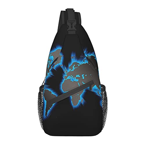 Sac de poitrine en diagonale, infroissable et durable, pour randonnée, sports en plein air, motif carte du monde, Taille unique Cover
