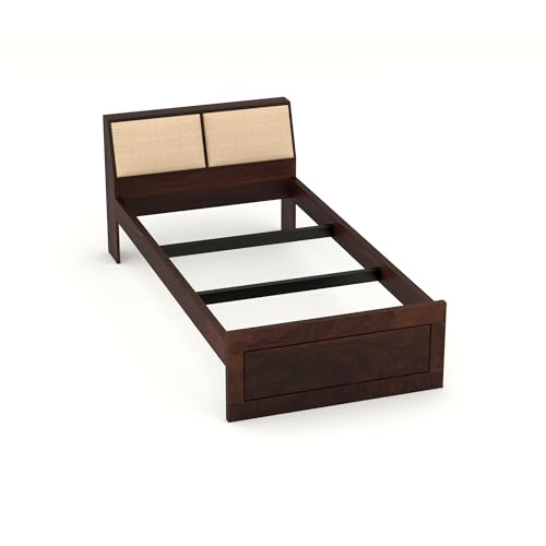 Image of Solid Sheesham Wooden Bed 6X4 Bed Single Bed Without Storage for Bedroom - Single Cot Wooden BedSingle Size for Living Room Guest Room - 12 Month Warranty (John Walnut)