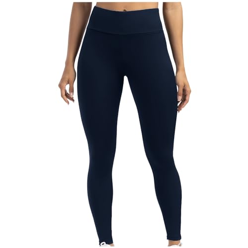 Pantalones de yoga para mujer, cintura alta, pantalones deportivos casuales para entrenamiento, azul marino, L