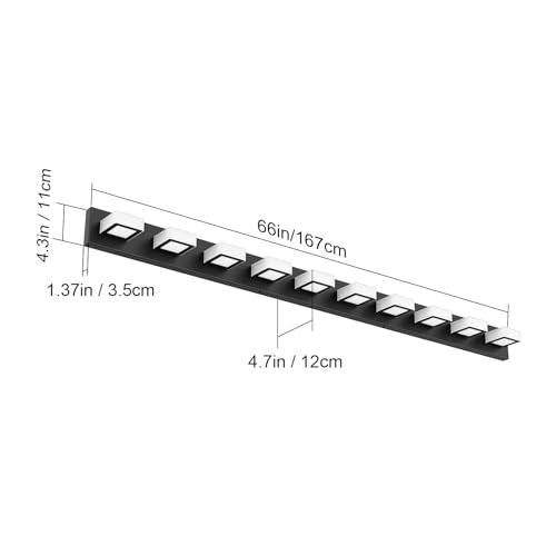 Image of Ralbay 66inch Matte Black Bathroom Vanity Lights Metal Acrylic LED Modern Black Bathroom Wall Lighting Fixtures