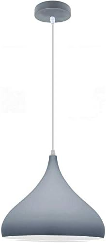 DC Voltage Metal Grey Ceiling Pendant Light Fitting, 31.5cm Grey Light Shade, Modern Hanging Suspended Kit, 100cm Adjustable E27 Lamp for Kitchen, Bedroom, Living Room, (Pearl)