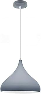 DC Voltage Metal Grey Ceiling Pendant Light Fitting, 31.5cm Grey Light Shade, Modern Hanging Suspended Kit, 100cm Adjustable E27 Lamp for Kitchen, Bedroom, Living Room, (Pearl)