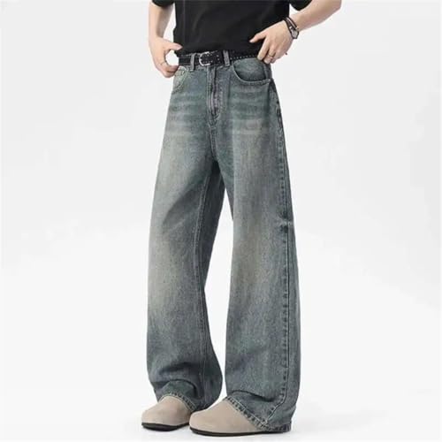 Men's Jeans American High Street Style Washed Design Solid Color Straight Leg Denim Pants2