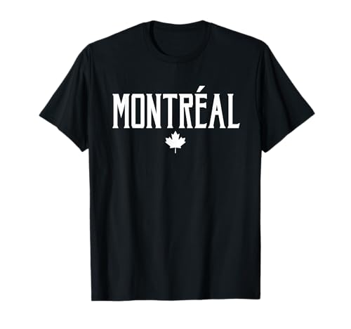 Montreal Text and Canada Leaf White Print T-Shirt