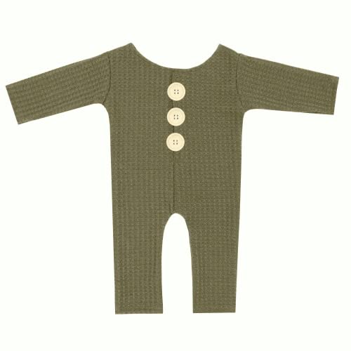 Newborn Photography Props Boy Girl Baby Photo Shoot Outfits Fashion Cute Bodysuit Crochet Photography Shoot Costume(Dark green)