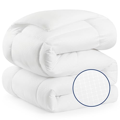 Image of Bedsure Comforter Duvet Insert - Quilted Comforters Full Size, All Season Duvet, Down Alternative Bedding Comforter with Tabs(Ivory,Full 86 inchx82 inch)