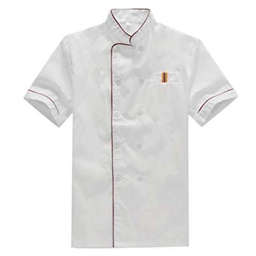 DOITOOL Chef Coat T-Shirt Chef Code Short Sleeve Chef Uniform Chef Jacket Shirt for Bakery Kitchen Restaurant Size XL (White)