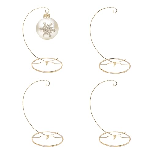 HOHIYA Christmas Ornament Display Stand 4 Pack 9.5\" Gold Twist Wire Holders for 150mm/6inch Glass Terrarium Air Plant Halloween Xmas and Easter Decorations