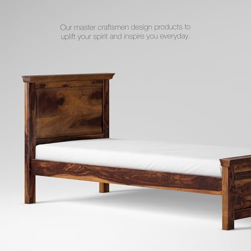 Image of AADITYA WOODS Solid Sheesham Wood Single Bed Cot Without Storage | Single Size Bed for Bedroom | Multipurpose Use Bed- Walnut 21