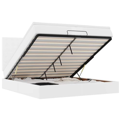 Fasba Ottoman-Bett mit Matratzen & LEDs Weiß 200x200 cm Kunstleder, Polsterbett Doppelbett Stilvolles Funktionsbett mit hydraulischem Stauraum3313871 – Bild 3