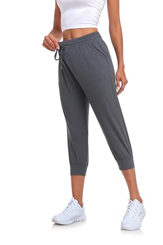 ZENEX 4-Pack Women Lightweight Capri Joggers & Drawstring Sweatpants with Pockets for Yoga Running Workout.4