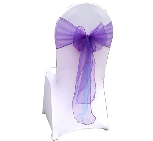 CNFQ Lot de 50 Noeuds De Chaise Organza Baptême Fête Déco Mariage (Mode Violet)