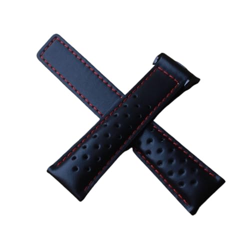 Correa de cuero premium de 20 mm con cierre de acero negro elegante para reloj de pulsera 4
