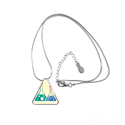 Collier pendentif chimie avec deux flacons coniques en forme de triangle pour passionnés