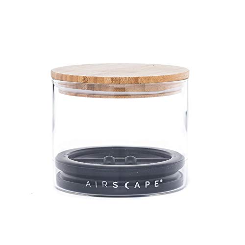 Image of AirScape Glass Food Storage Canister - Glass Storage With US Patented Airless Inner Lid & Bamboo Top Lid - Preserves Food Freshness (Small 4-Inch)