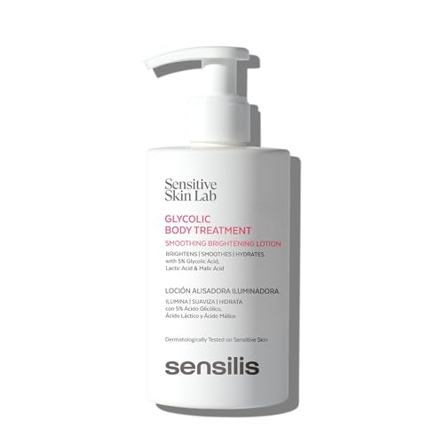 Sensilis - Glycolic Body Treatment, Loción Corporal, con Ácido Glicólico, Ácido Láctico, Ácido Málico y Manteca de Karité, Suaviza, Hidrata, Mejora y Aclara, Apto para Pieles Sensibles - 200 ml