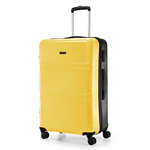 Image of Stony Brook by Nasher Miles Grid Hard-Sided Polycarbonate Yellow Black 28 inch |75cm Trolley Bag
