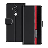 UOGNADGD Lederhülle Kompatibel mit TP-Link Neffos X9 Klappbares Portemonnaie-Hülle mit Magnetverschluss Ständer & Kartenfächern stoßfestem Schutz (Schwarz)