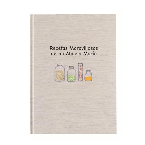 Cuaderno de recetas personalizado con tu nombre A5 | Recetario tapa dura 15x21 | Libro de cocina para escribir 190 recetas con índice | Artesanal y local