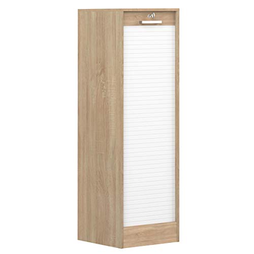 Willian Classeur à Rideaux William 138 cm, Rovere E Bianco, 42,3x44x138 cm (LxPxA)