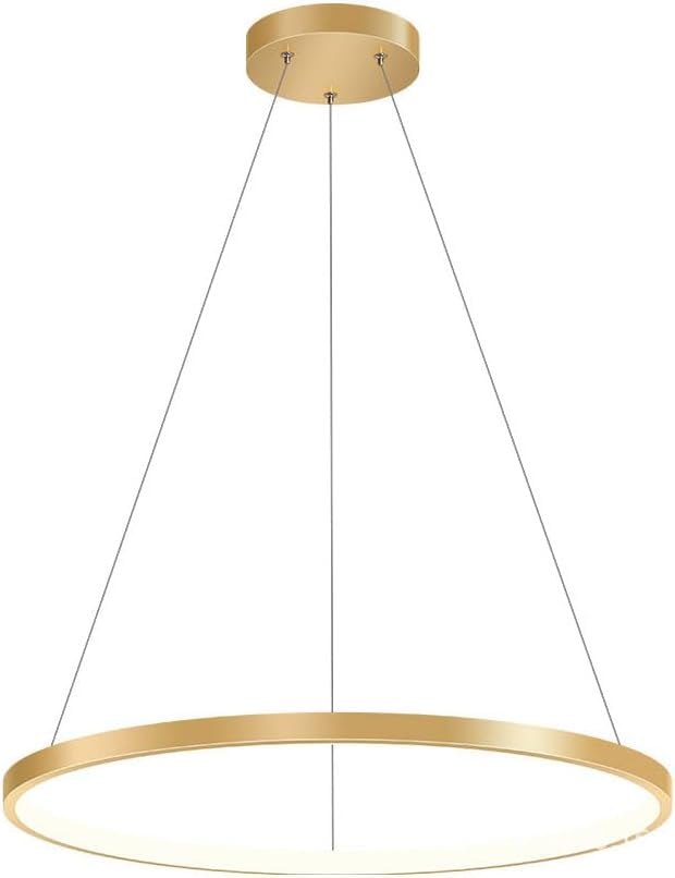 Lámpara colgante LED regulable de metal circular dorada para iluminación interior de casa