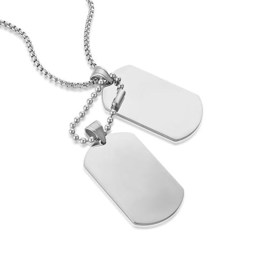 HZMAN 2 Pieces Dog Tag Necklace for Men High Polished
