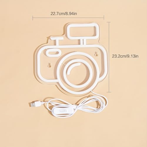 Image of LED Camera Neon Sign, USB Powered Night Light, 3D Wall Art Decor Lamp for Game Room, Bedroom, Living Room, Party - Kids, Girls, Boys
