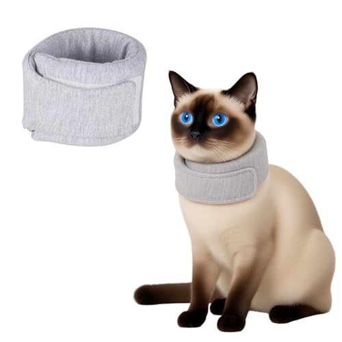 JYNXOR Collare Per Gatti,Collari Protettivi per Gatto,Collare Elisabettiano Gatto Anti-Leccamento Per Gatti,Collare MorbidoRegolabile,Articoli Per Animali Domestici(XS,Grigio)
