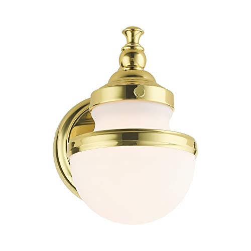 Image of Livex Lighting 5711-91 Oldwick 1-Light Bath Light, Brushed Nickel | Dimensions: 5.5 x 7.25 x 8.25