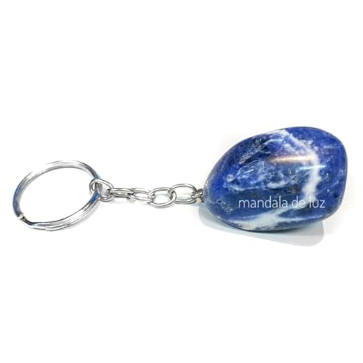 Chaveiro de Sodalita Cristal Natural Pedra Rolada