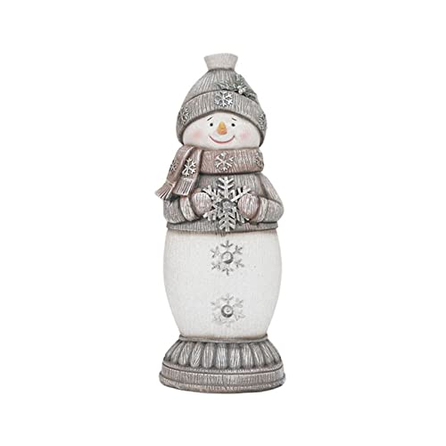 Figurine bonhomme de neige de Noël résine lumineuse piles escalier