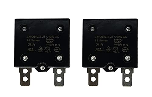 LinkePow 2PCS 20A Automatic Reset Relay Fuse Therma Switch Circuit Breaker Current Overload Protector Kid Powered Ride On Car Accessories