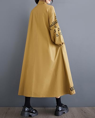 Image of ellazhu Womens Fall Casual Patchwork Funky Long Sleeve Designer Dress Loose Blouse GY2787 A