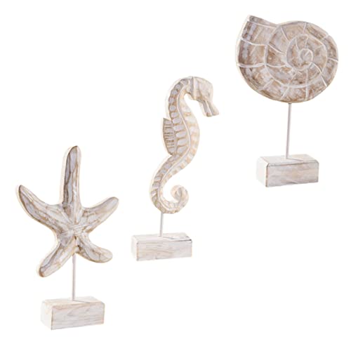 Vaguelly Adornos De Estrellas De Mar De Madera De Madera y Caracolas De para Decoración De Escritorio Añaden Un Toque De Naturaleza Al Hogar o Oficina para Mesas y Estanterías