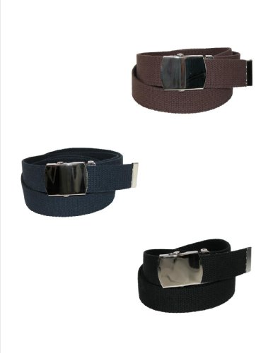 CTM Big & Tall Cotton Belt with Nickel Finish Buckle (Pack of 3)4