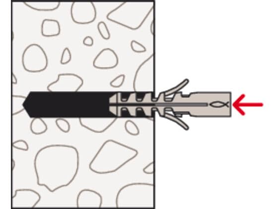 Image of fischer S6 Universal Wall Anchors for Concrete and Solid Masonry, 1 /4 inch x 1-3 /16 inch (6 x 30 mm), Rimless Nylon, Two-Direction Expansion - 100 Units