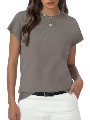 Image of Womens Tops Summer Sweaters Short Sleeve Shirts Dressy Casual Basic Casual Cap Sleeve Tops Beach Vacation Clothes