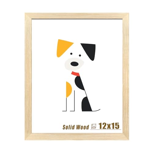 LUCKYLIFE 12x15 Picture Frame Natural Solid Wooden Photo Frames for Wall Display 1 Pack