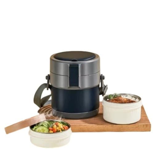 Youlines 保温ランチジャー 、保温弁当箱、真空、断熱スープ缶蓋、丼型、抗菌ステンレ、304ステンレス、仕切り、防漏、弁当箱、鍋持ち、便利で、アウトドア/通勤/通学に適しています。 (1.5L,D)
