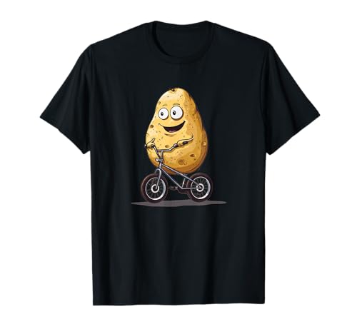 Smiling potato on BMX bike costume for adults and kids