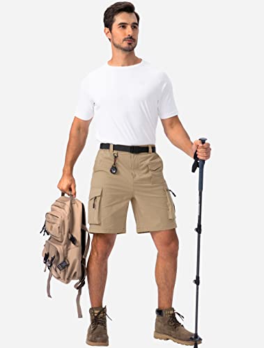 Viodia Men's Hiking Cargo Shorts Stretch Tactical Shorts For Men With 8 Pockets Quick Dry Lightweight Shorts For Work Golf Fishing Khaki #TOP5