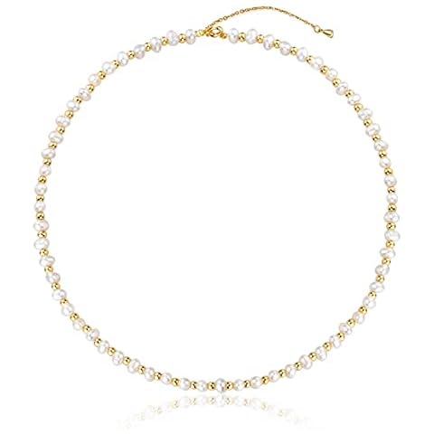 Fashion Jewelry Small Gold Pearl Necklace Choker 3mm Handpicked Pearl 18K Gold Plated Bead Ball Chain Dainty Jewelry Gifts for Women Girls Cover