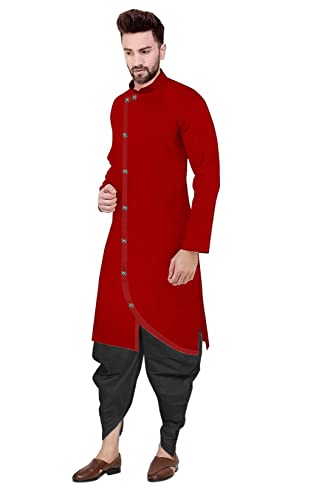 Image of Trustous Mens Cross Kurta Dhoti Set In Cotton