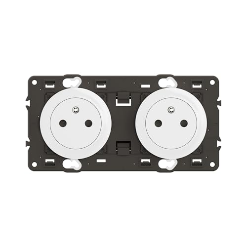 LEGRAND - Prise Electrique Double avec Terre Céliane Surface Confort - Prise Affleurante avec Socle Rétractable - Blanc - A compléter avec une plaque