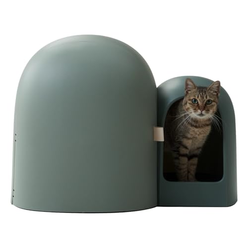 MS!MAKE SURE Cat Litter Box Large Covered Hidden Dog Proof Closed Modern Cat Litter Box Furniture with Scoop for Odor Control and Less Tracking Easy to Clean 26.7x19.619.6 Moss Green