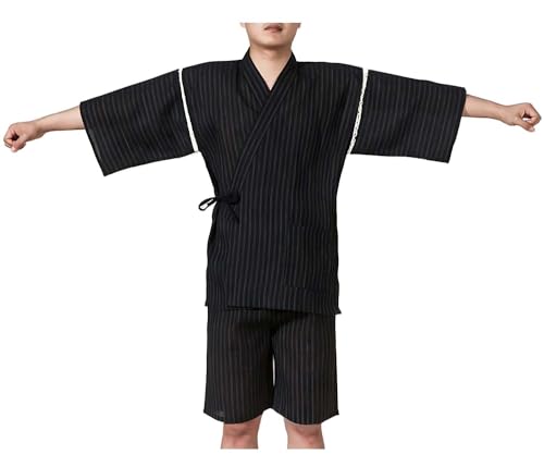 Fendawn Strive Classical Japanese Style Pajamas, Stylish Cotton Bathrobe Kimono Pajamas Men's Casual Clothes Thin Breathable, Style F7