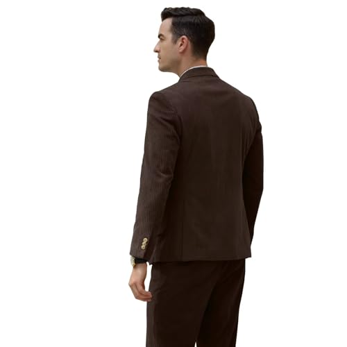 Aowdoy Mens Corduroy Suit Slim Fit 2 Pieces Vintage Casual Suit Blazer Jacket for Prom Party3