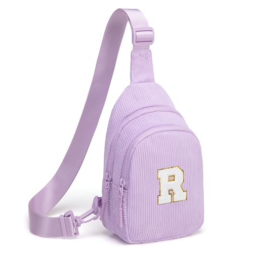 Image of Viverte Small Corduroy Sling Bag Initial Crossbody Bag Fanny Pack for Girls Personalized Birthday Gifts for Teen Girls Gifts