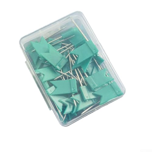 Lot de 50 punaises de drapeau colorées pour une fixation facile des papiers et travaux manuels (vert)